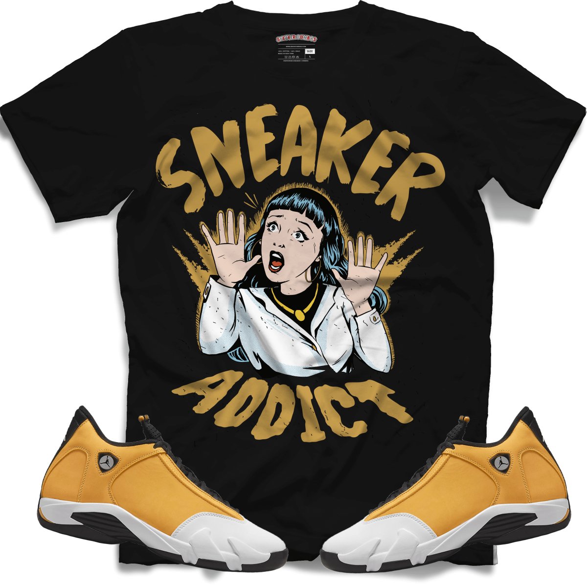 Sneaker Addict (Retro 14 Ginger) T-Shirt - Black - Misguided