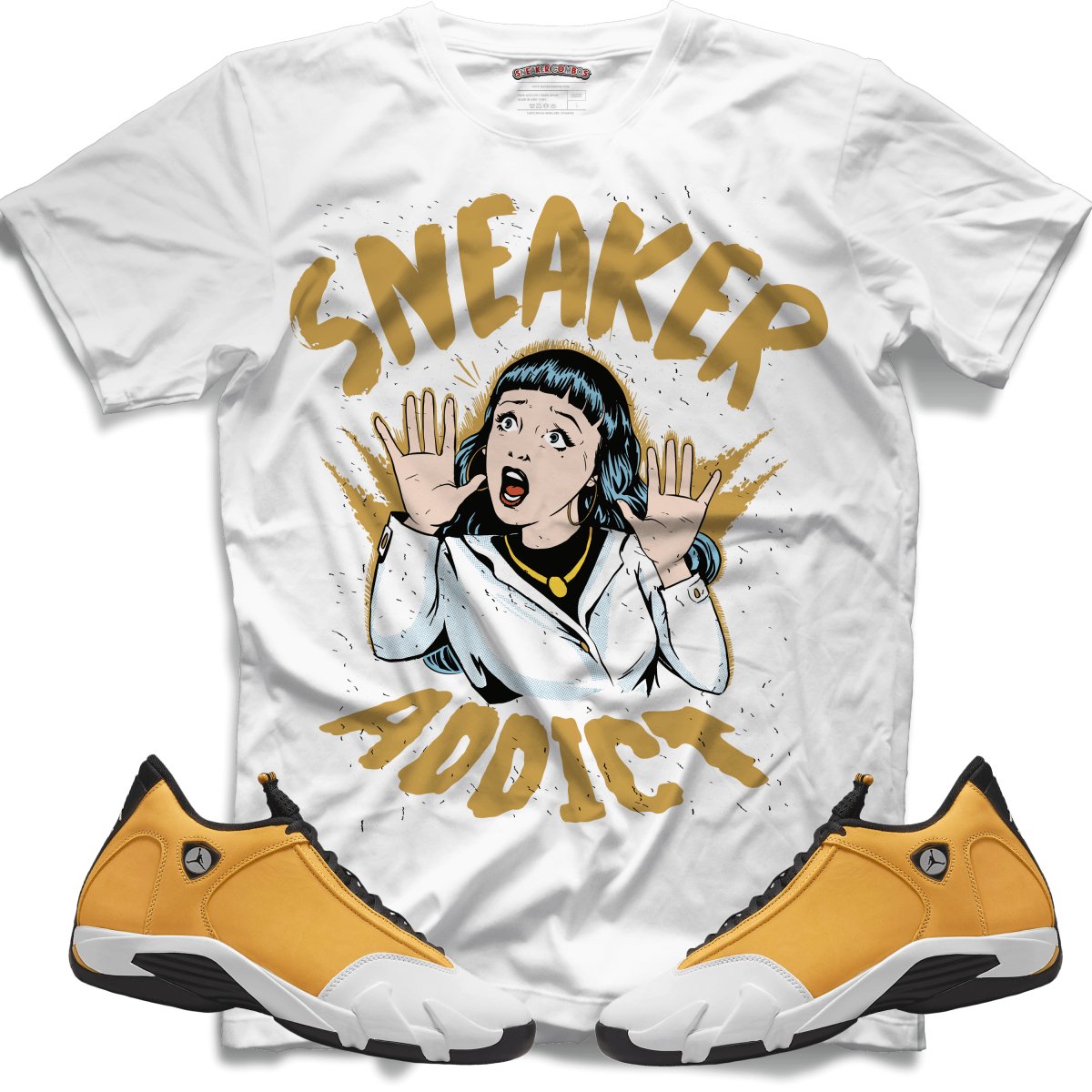 Sneaker Addict (Retro 14 Ginger) T-Shirt - White - Misguided