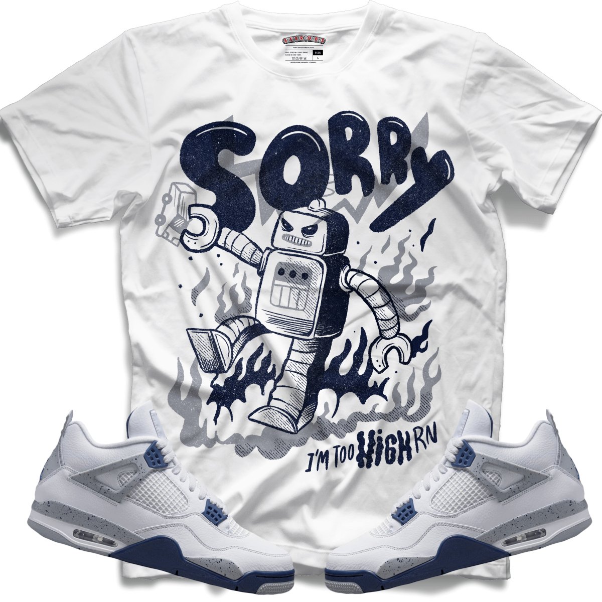 Sorry Too High (Retro 4 Midnight Navy) T-Shirt - Misguided