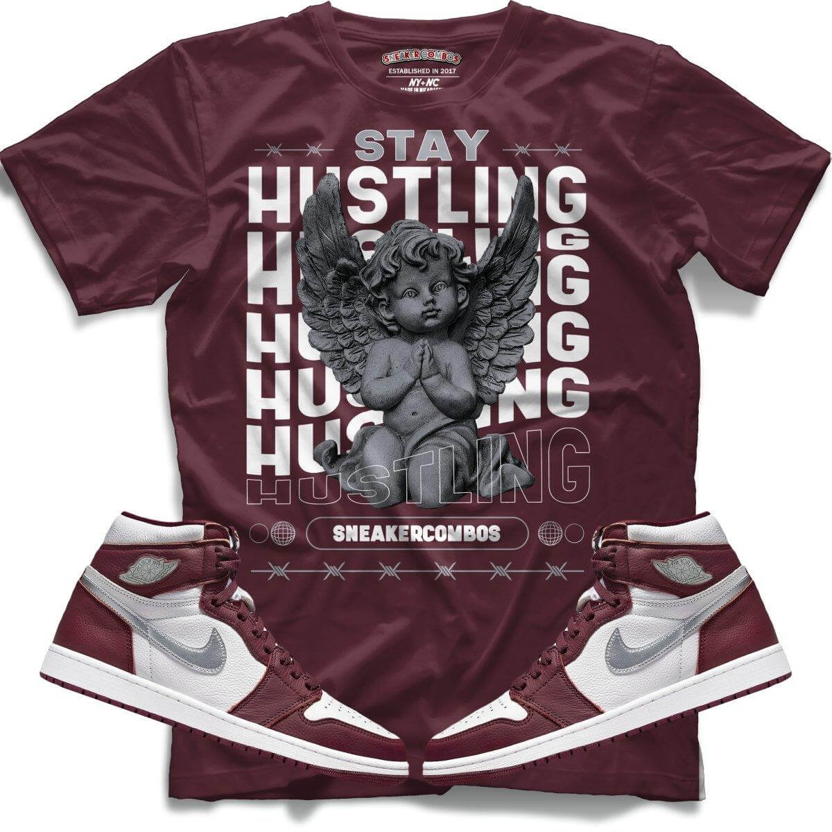 Stay Hustling (Retro 1 Bordeaux) T-Shirt - Misguided