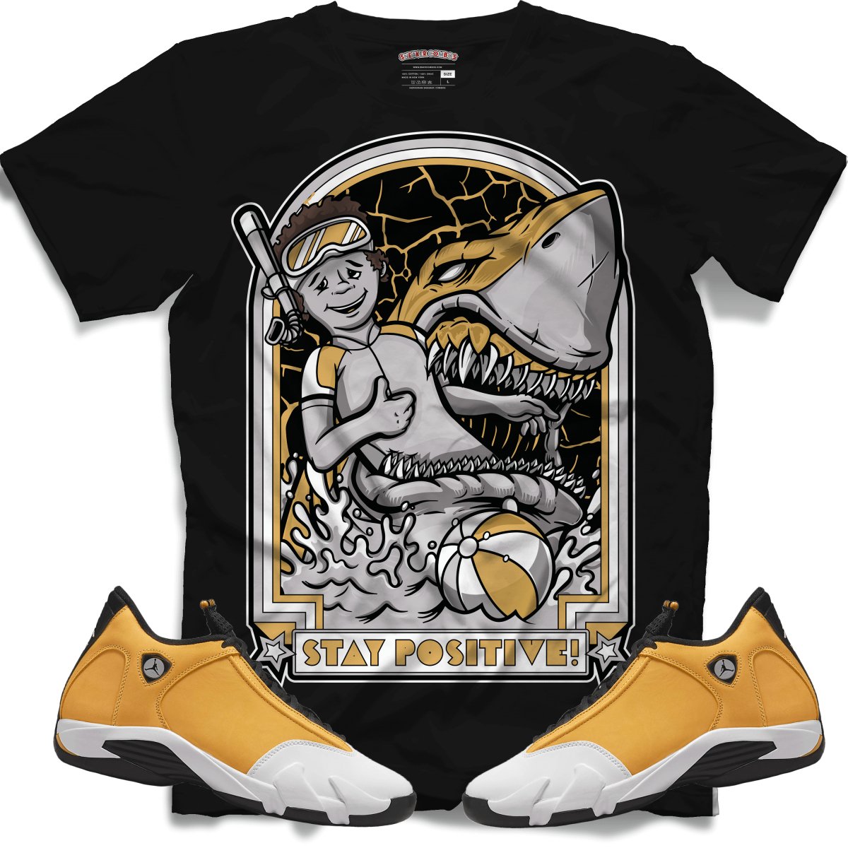 Stay Positive (Retro 14 Ginger) T-Shirt - Black - Misguided