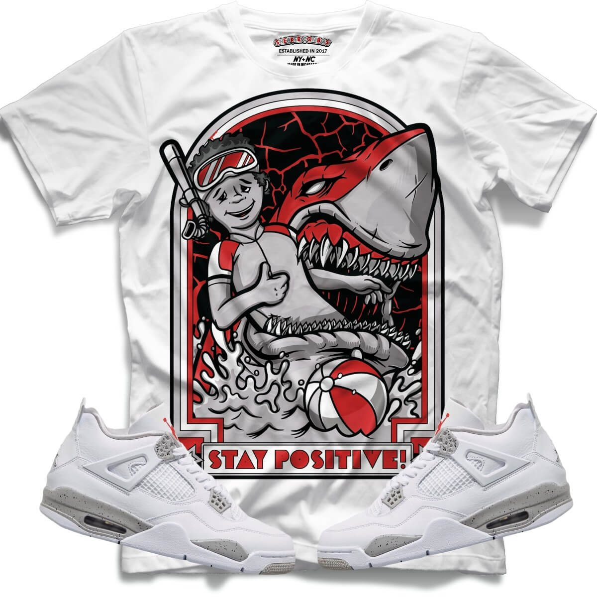 Stay Positive (Retro 4 White Oreo) T-Shirt - Misguided