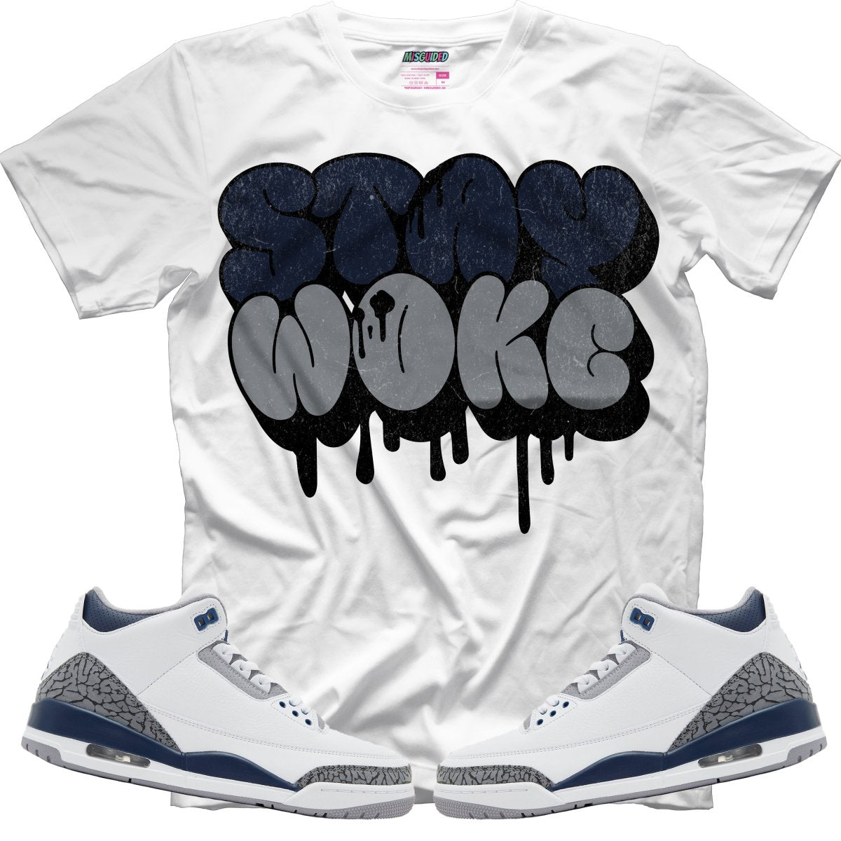 Stay Woke (Air Jordan 3 White Navy) T-Shirt - Misguided