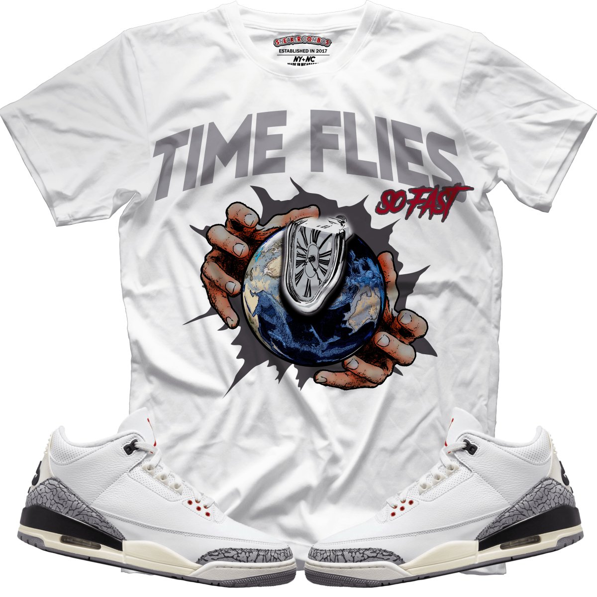 Time Flies (Retro 3 White Cement) T-Shirt - Misguided