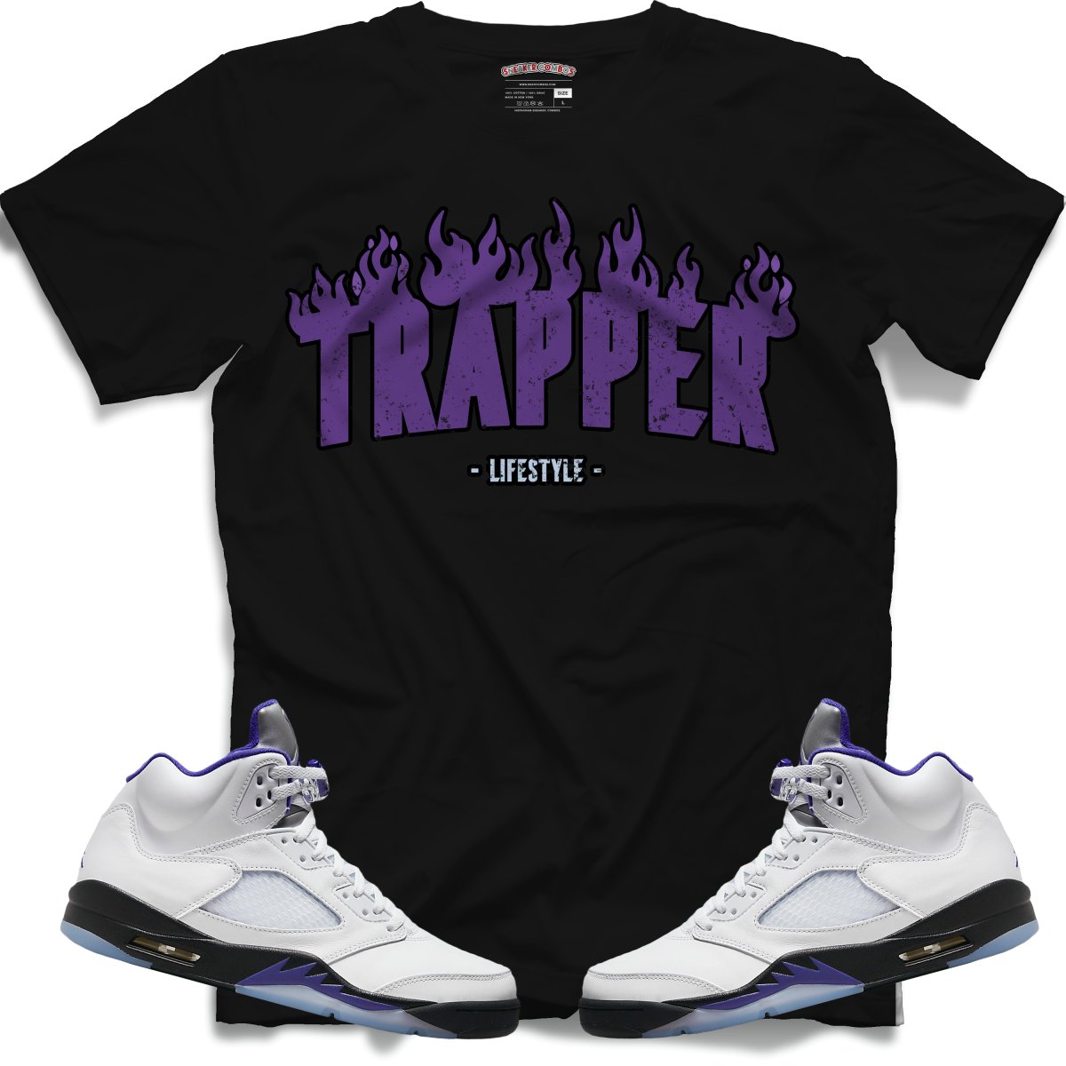 Trapper Lifestyle (Retro 5 Concord) T-Shirt - Black - Misguided