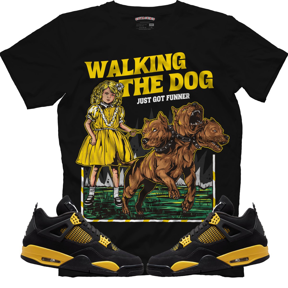 Walking The Dog (Air Jordan 4 Thunder) T-Shirt - Misguided