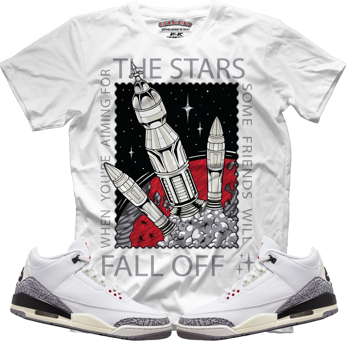 When Aiming For The Stars (Retro 3 White Cement) T-Shirt - Misguided